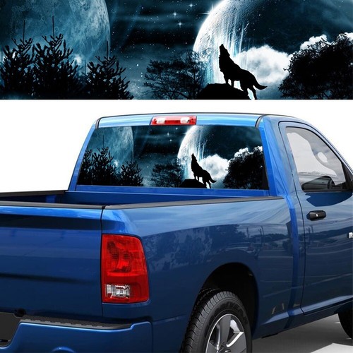 Car rear window wolf howling - car,